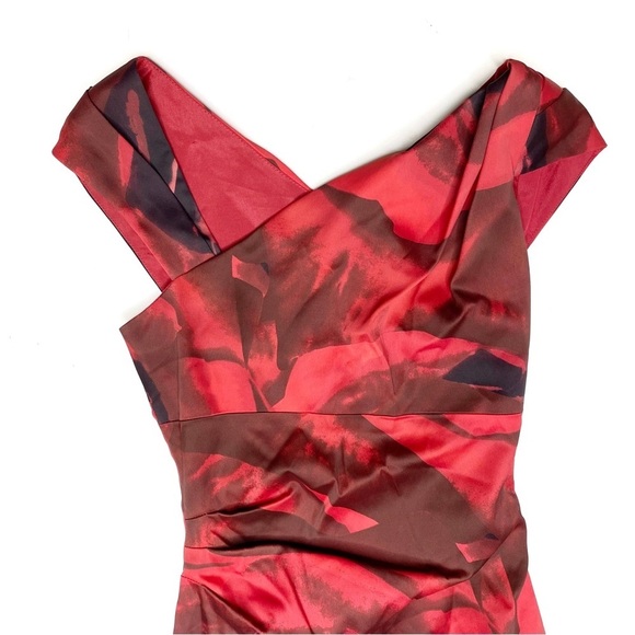 Karen Millen Asymmetrical Neckline Cocktail Dress Red Black 4 - Picture 2 of 8